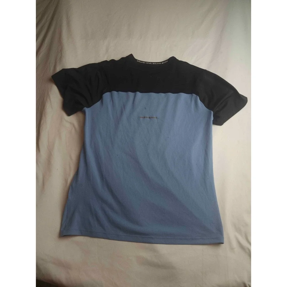 ASICS T-Shirt Mens M Blue Black Performance Tee Sportswear Athleisure Gym Run